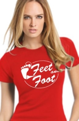 T SHIRT FEMME Rouge "Feet and Foot 2013" modèle 1.